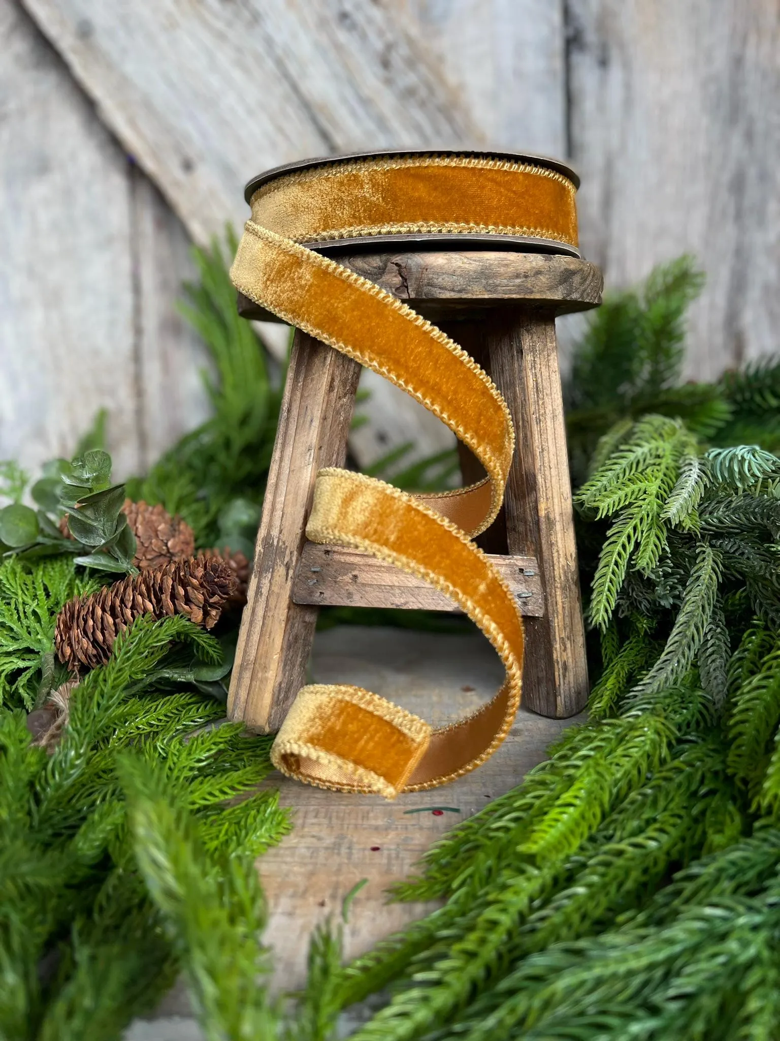 1” Caramel Gold Velvet Ribbon, Velvet ribbon