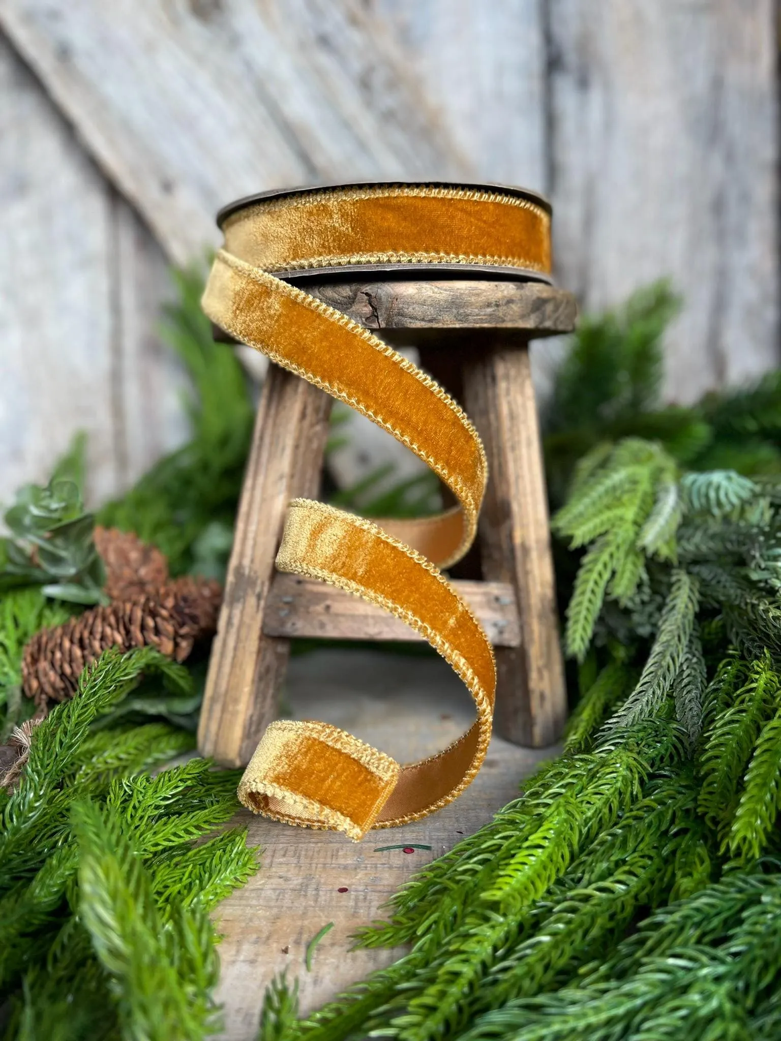 1” Caramel Gold Velvet Ribbon, Velvet ribbon