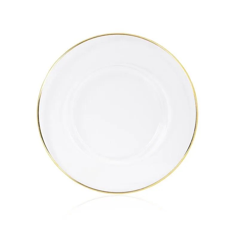 12.5" Clear Glass Charge Plate gold rim