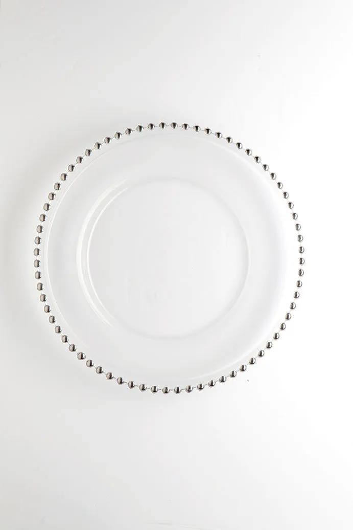 12.5" Silver Acrylic w/bead Charger Plate (Silver Beaded)A826-D