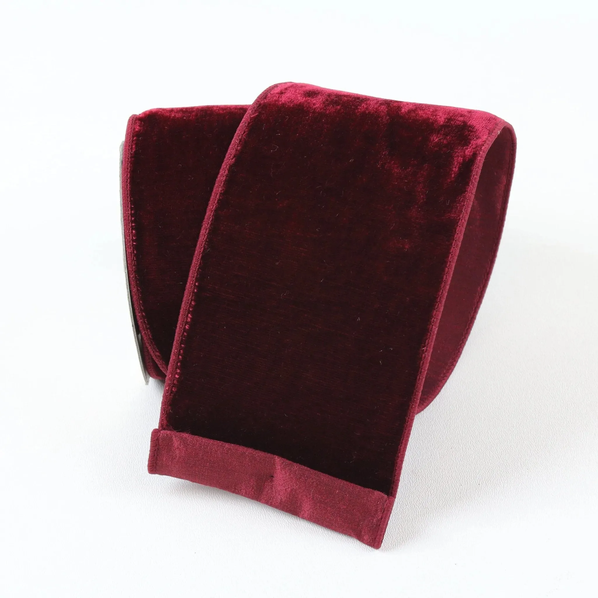 4” Burgundy Velvet Ribbon, Farrisilk ribbon