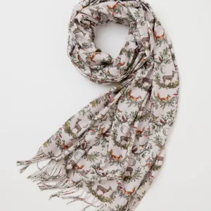 A Night's Tale Woodland Toile Scarf - Crystal Grey