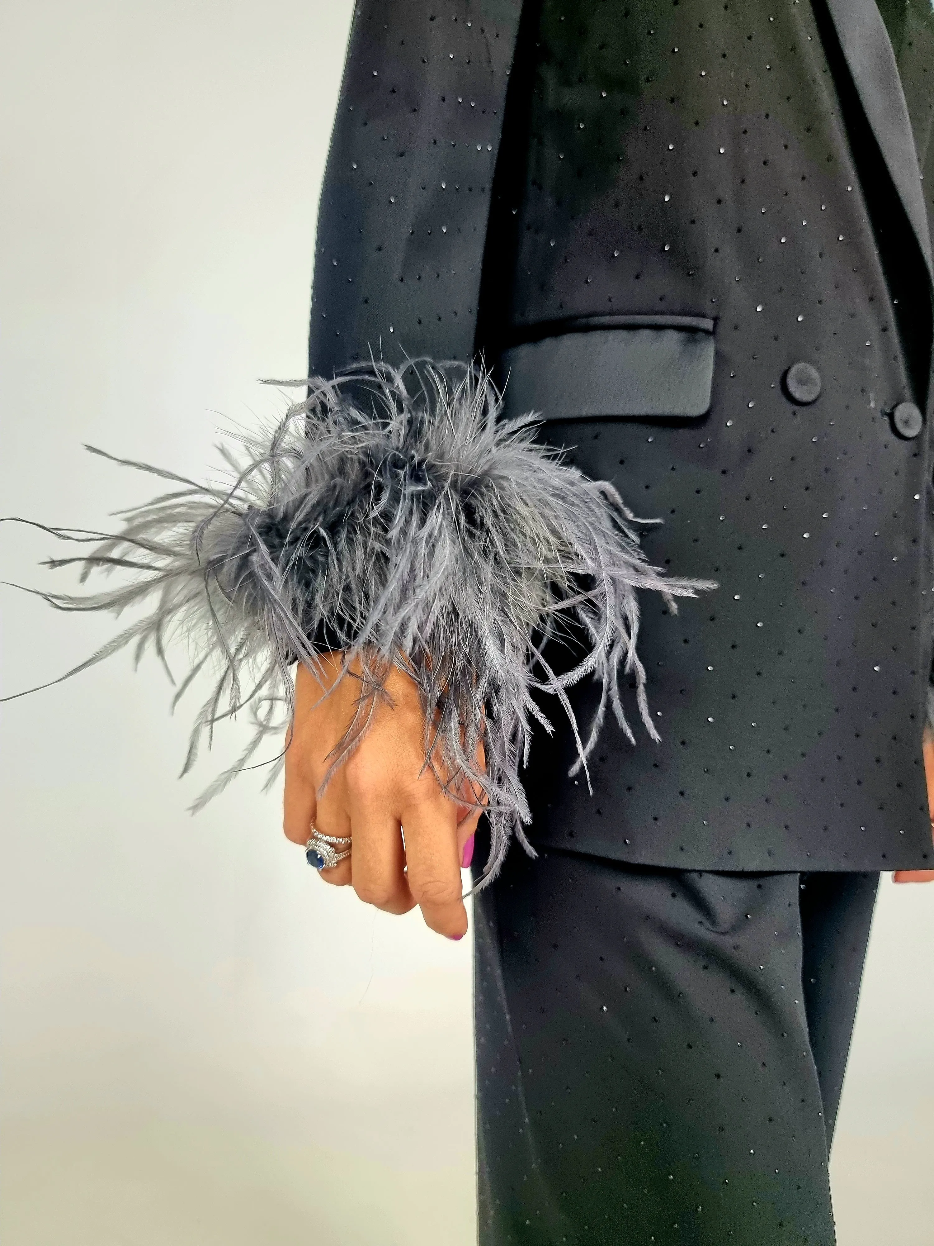 Access Fashion Grey Feather Cuff With Magnets