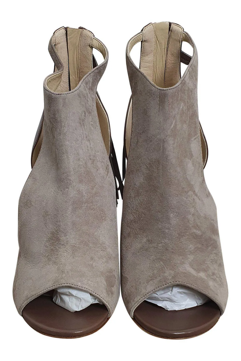 ALEXANDER WHITE Fiza Peep Toe Bootie In Koala Suede (EU 41)