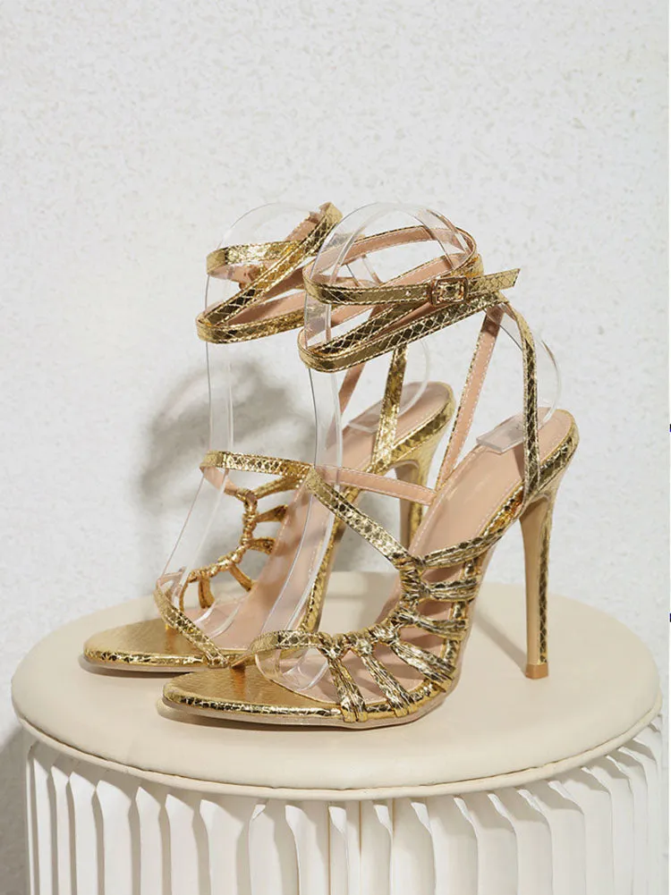 Amozae-Strappy Stiletto Heels Sandals