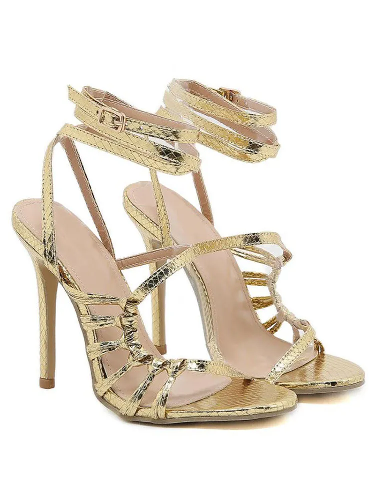 Amozae-Strappy Stiletto Heels Sandals