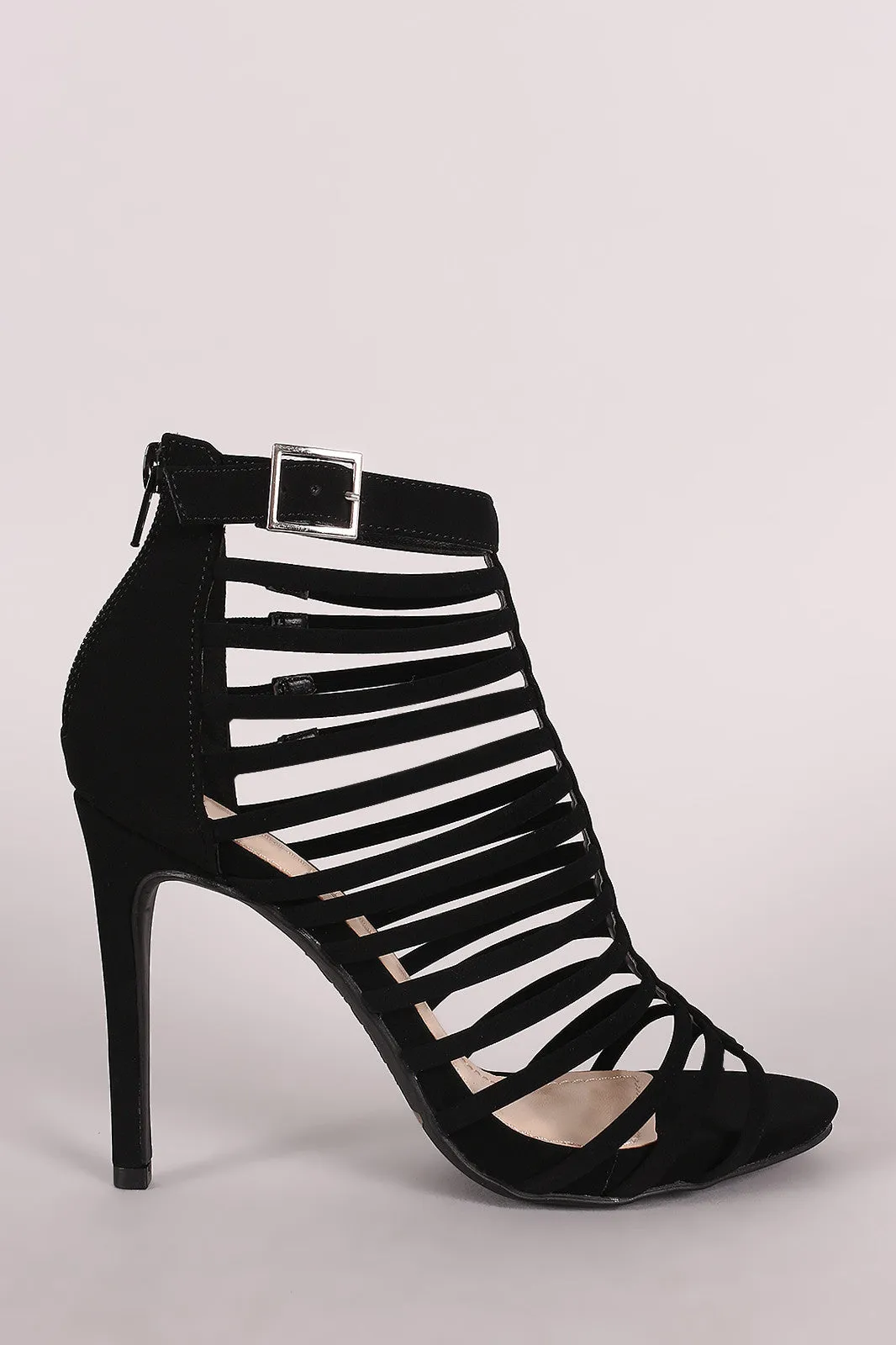 Anne Michelle Nubuck Strappy Buckled Stiletto Heel