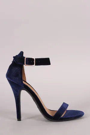 Anne Michelle Velvet Open Toe Ankle Strap Heel