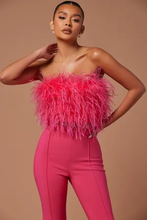 Anya Feathered Top - Hot Pink