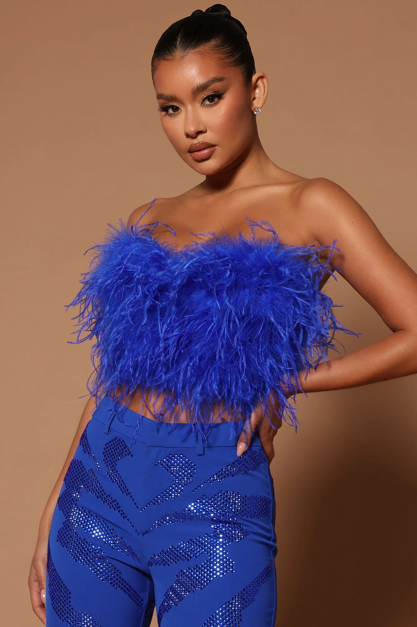 Asalia Feathered Top - Royal