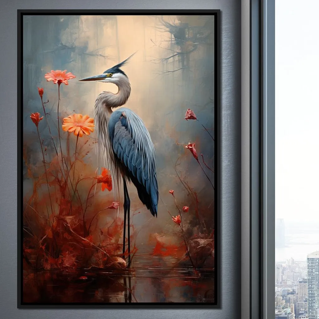 Autumn Heron Feathered Dawn