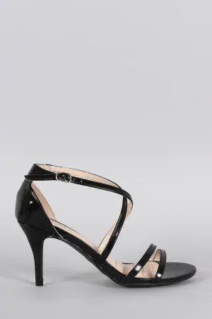 Bamboo Patent Strappy Crisscross Open Toe Heel