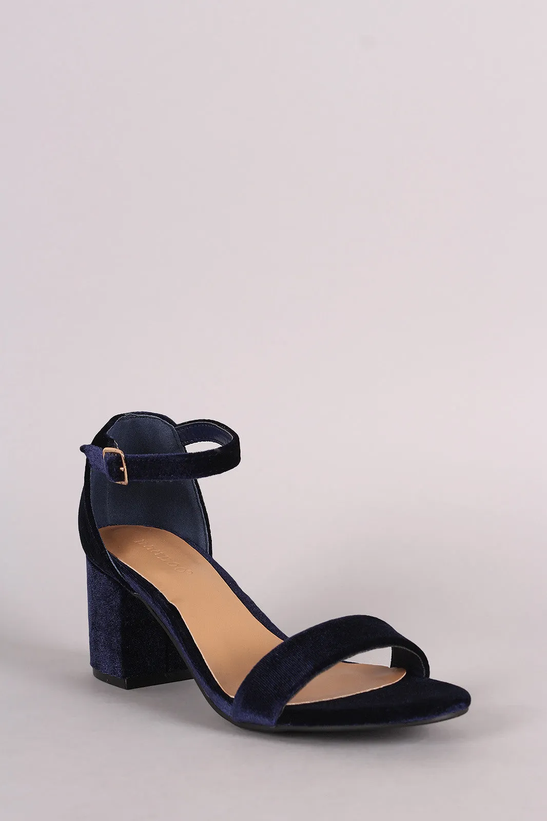 Bamboo Velvet Ankle Strap Block Heel