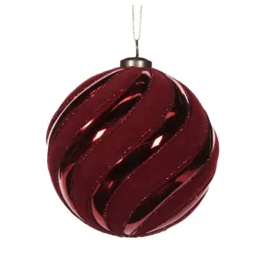 Bauble Swirl Velvet Red 10cm