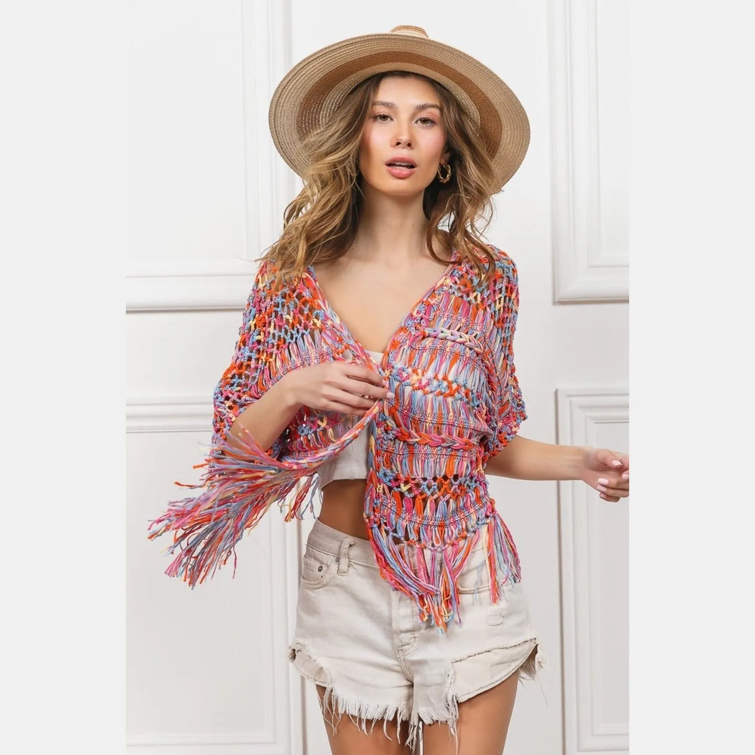 Betty Boho Fringed Knit Cardigan