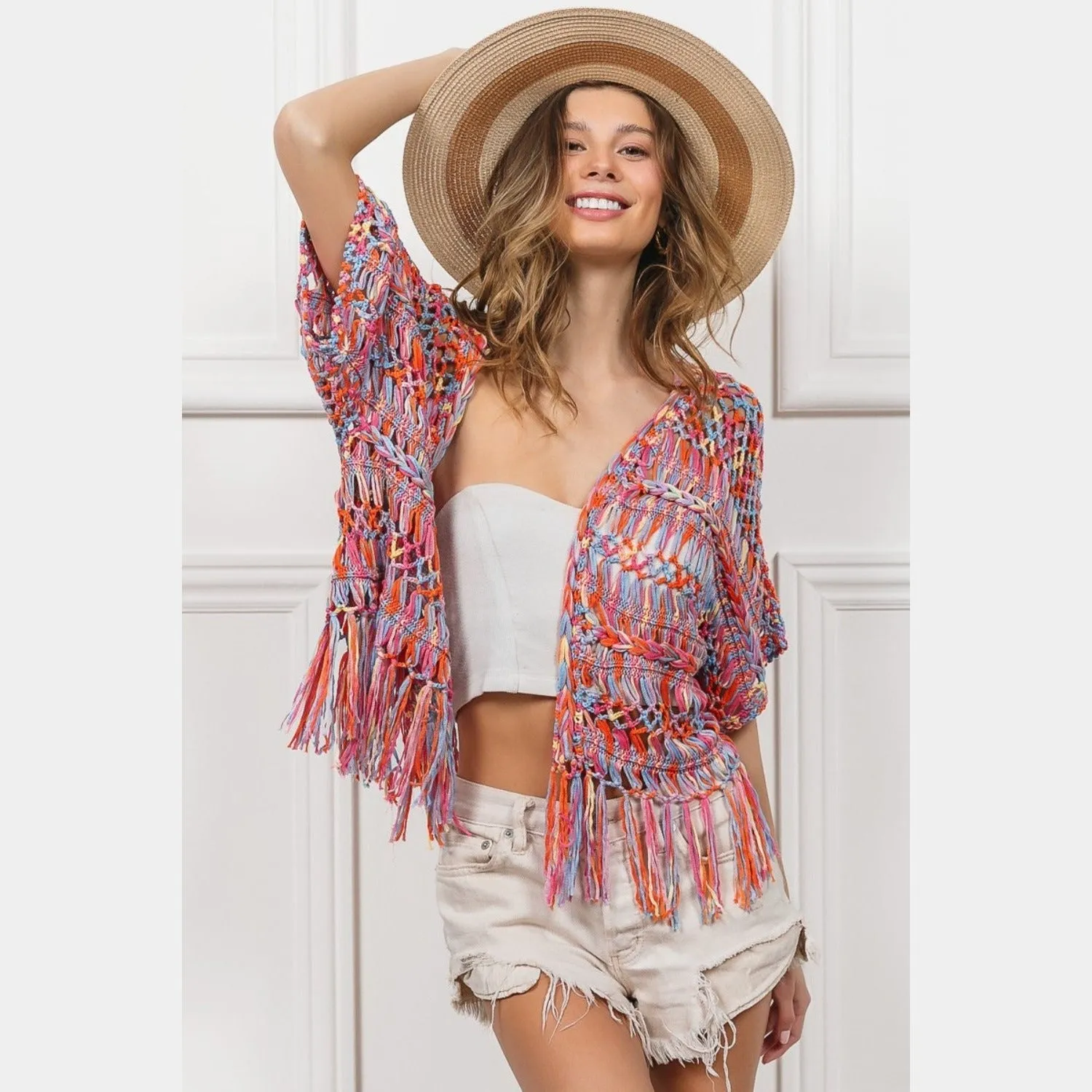 Betty Boho Fringed Knit Cardigan