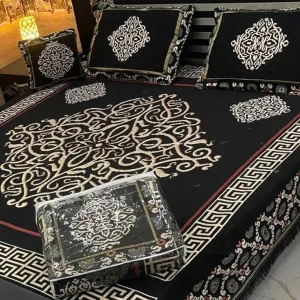 Black Velvet Jacquard Bedsheet 4Pcs