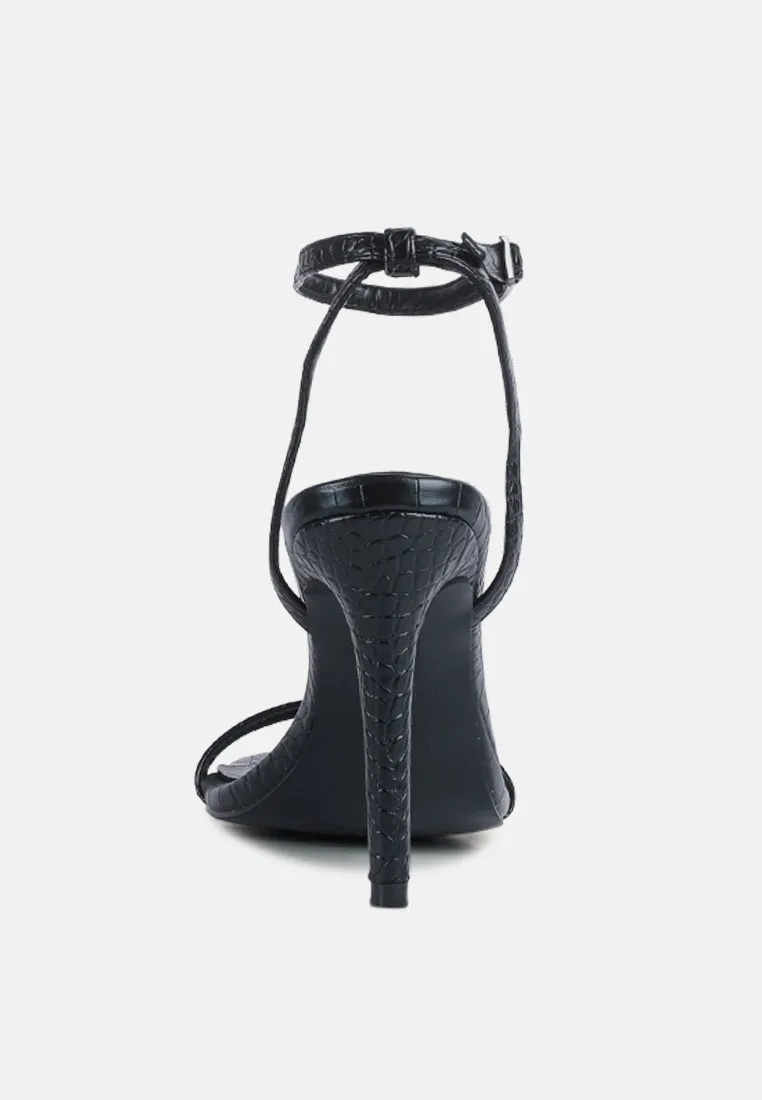 BLONDES Black Croc High Heeled Sandal