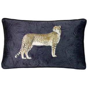 Cheetah Forest Velvet Cushion Navy