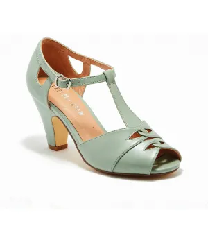 Chelsea Crew 1920s Mint Leatherette T-Strap Catherina Heels