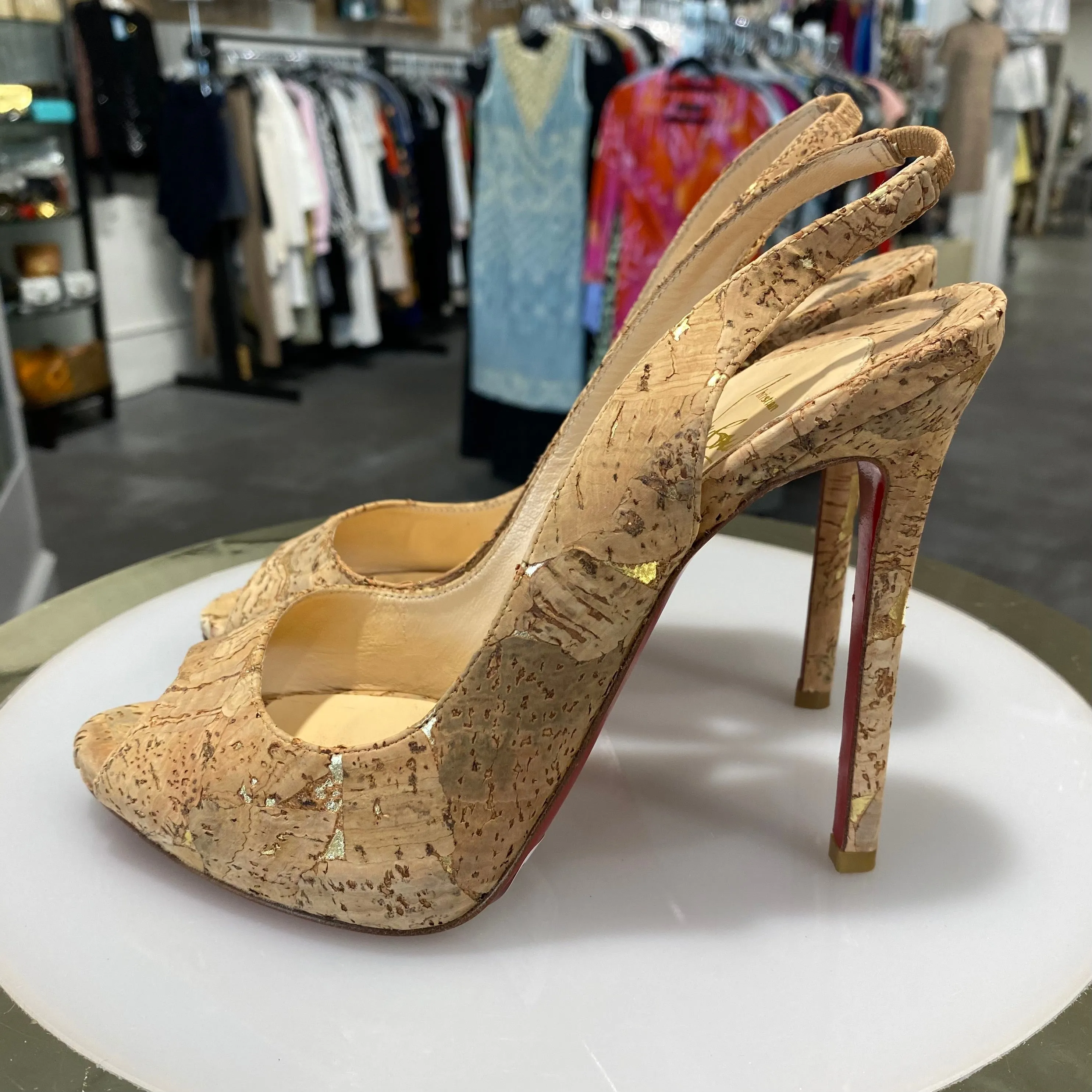 Christian Louboutin Cork & Gold No Prive 120