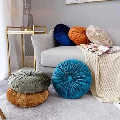 Crushed Velvet Round Pillow - Final Sale