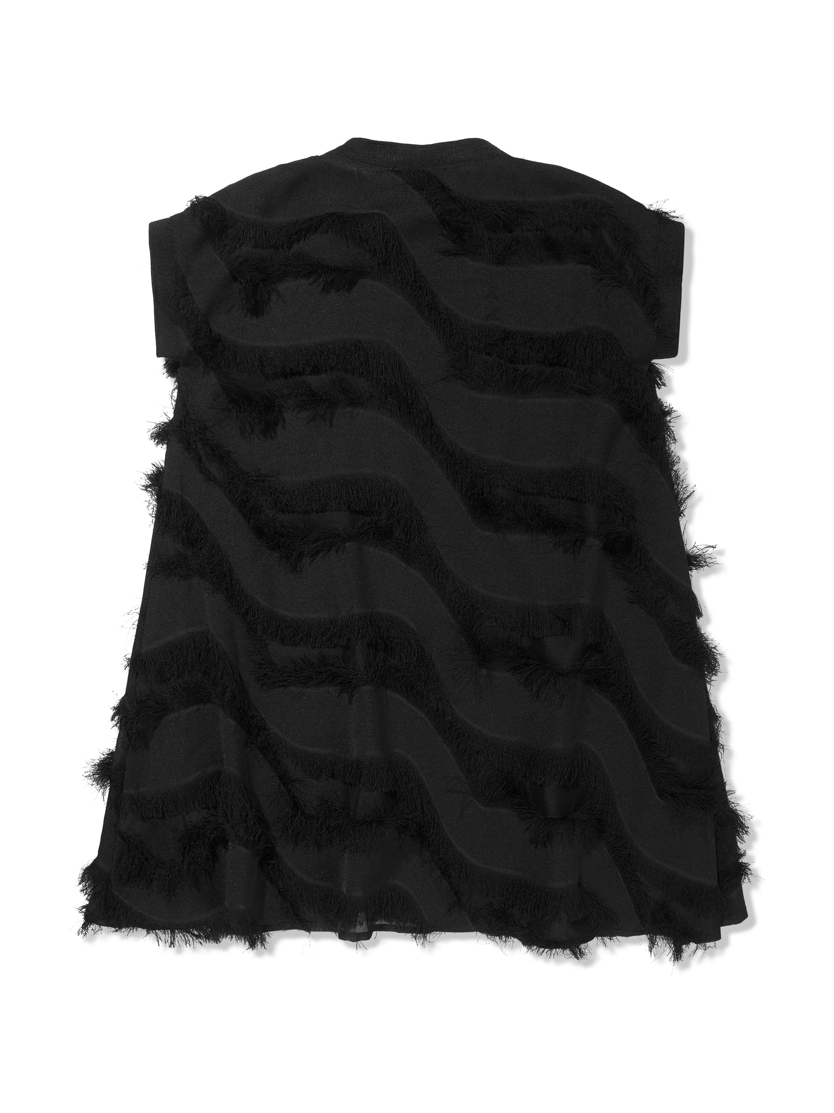 DKNY Girls Fringed Zip Up Dress in Black