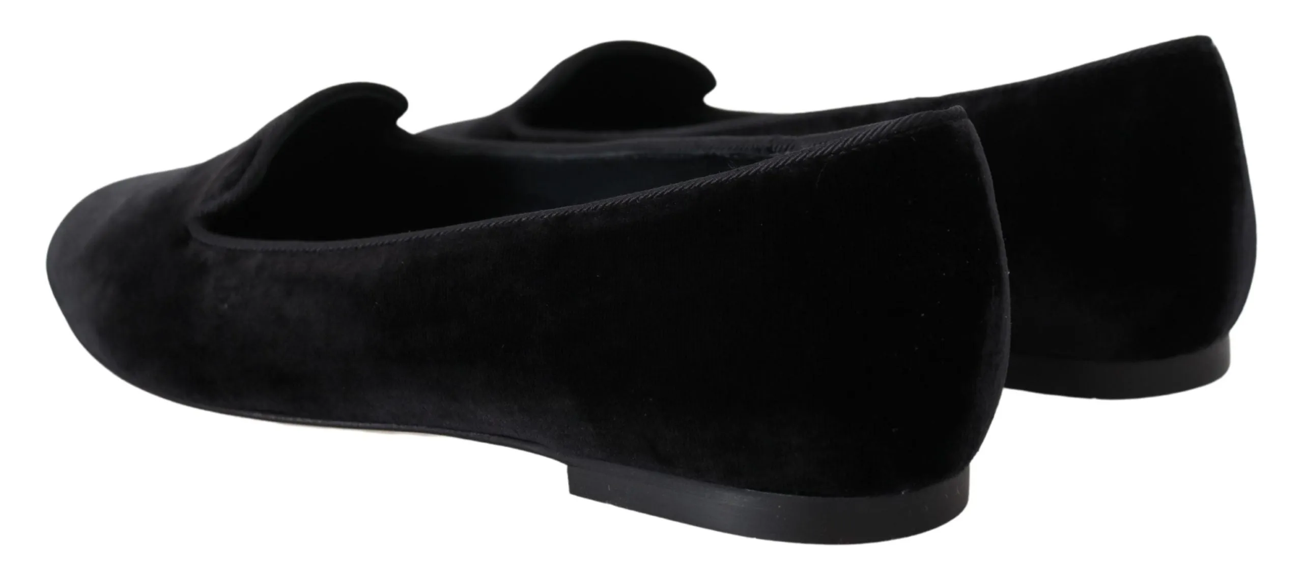 Dolce & Gabbana Black Velvet Slip Ons Loafers Flats Shoes