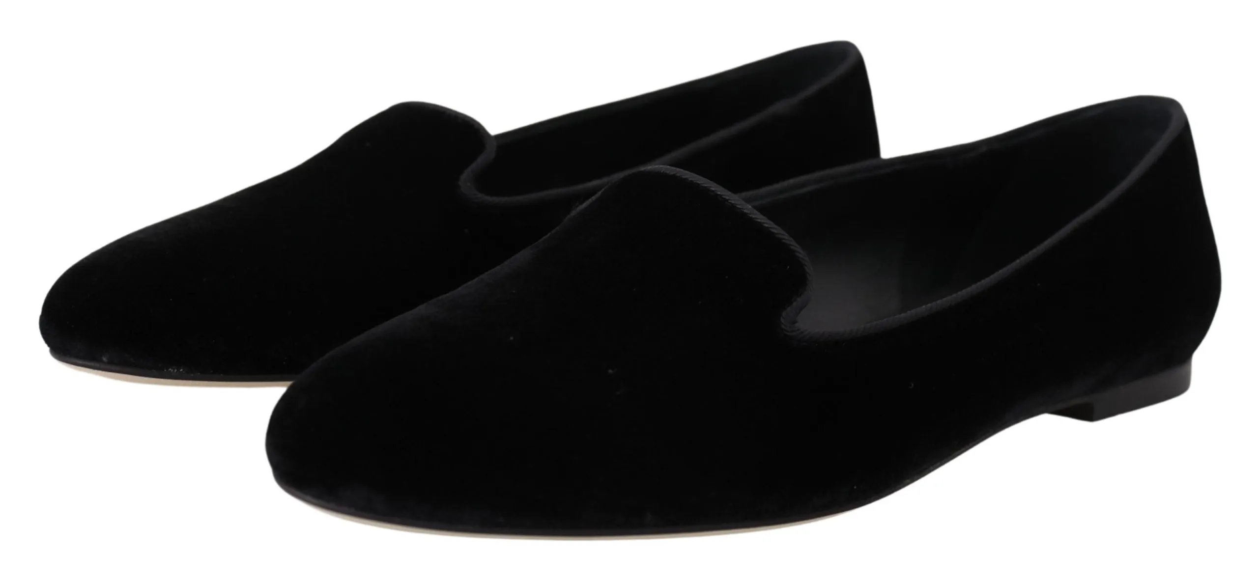 Dolce & Gabbana Black Velvet Slip Ons Loafers Flats Shoes