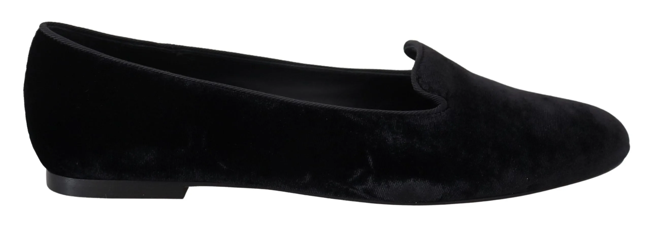 Dolce & Gabbana Black Velvet Slip Ons Loafers Flats Shoes