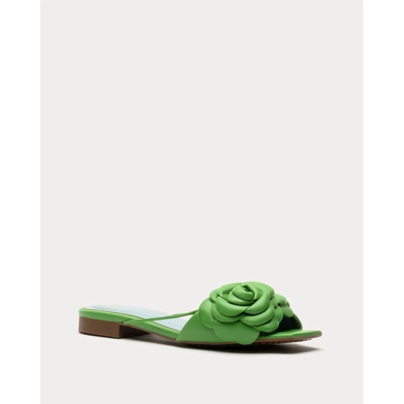 Frances Valentine Gardenia Flower Sandal Solid Soft Nappa Green