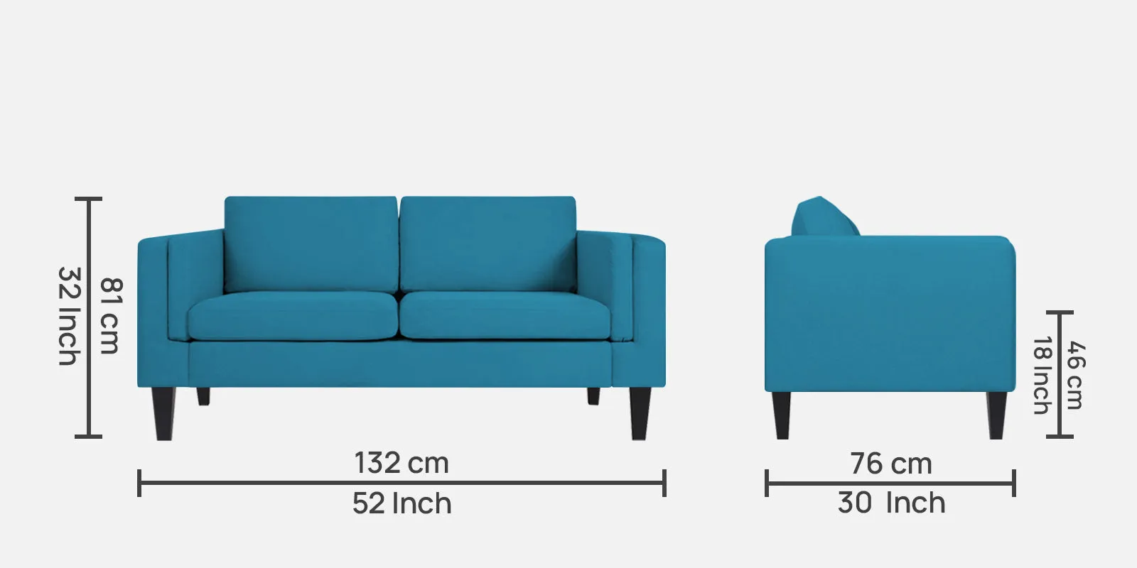 Jasper Velvet 2 Seater Sofa in Aqua blue Colour