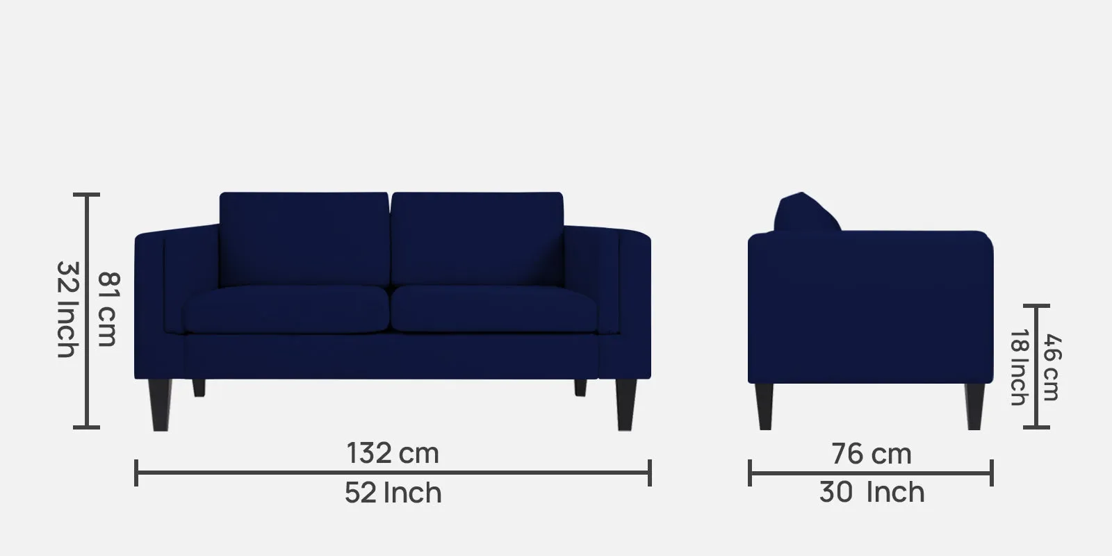 Jasper Velvet 2 Seater Sofa in Dark Blue Colour