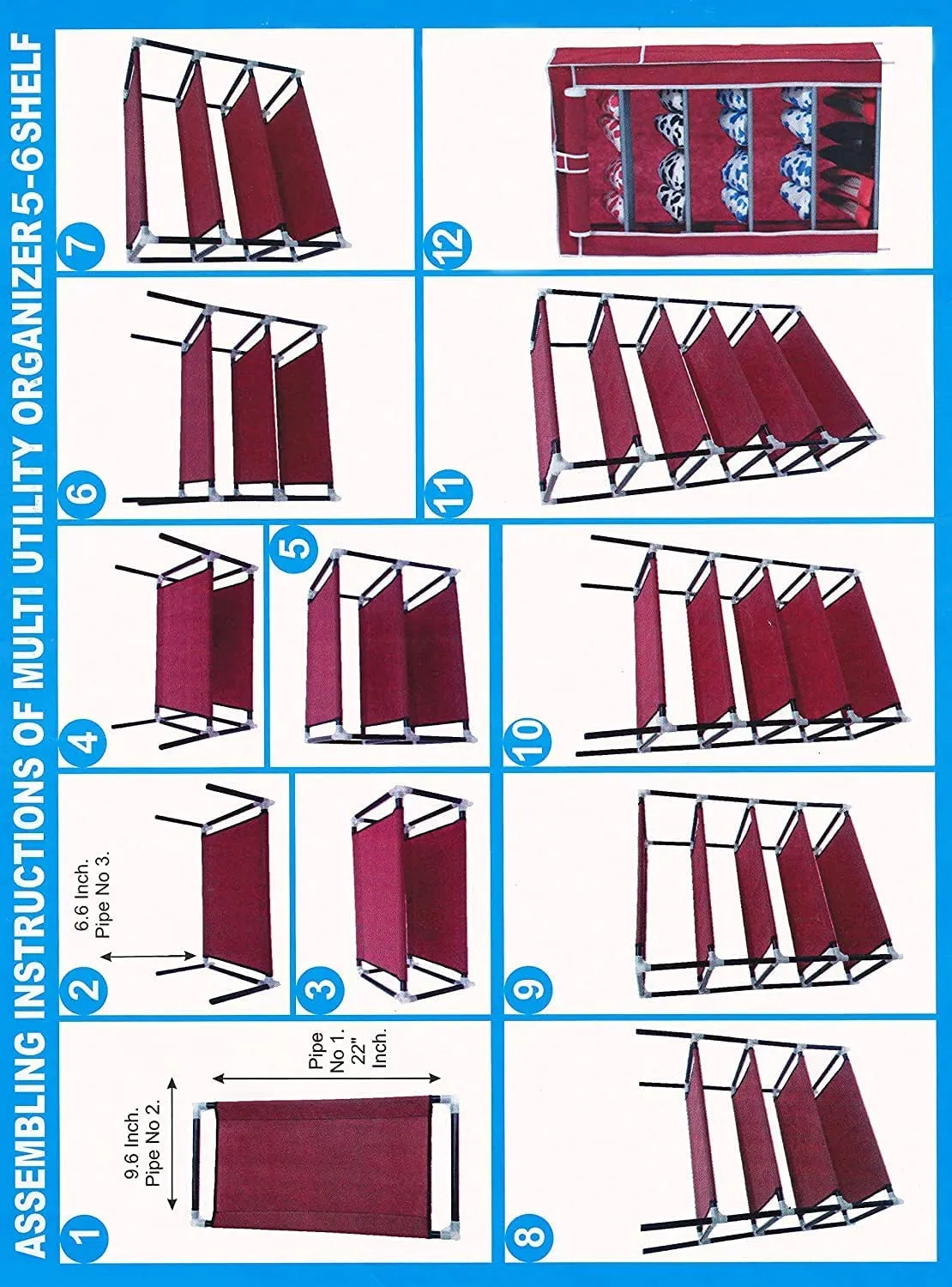 Kuber Industries Shoe Rack|Non-Woven 5 Shelves Shelf|Foldable Storage Rack Organizer for Shoe, Books (Maroon)