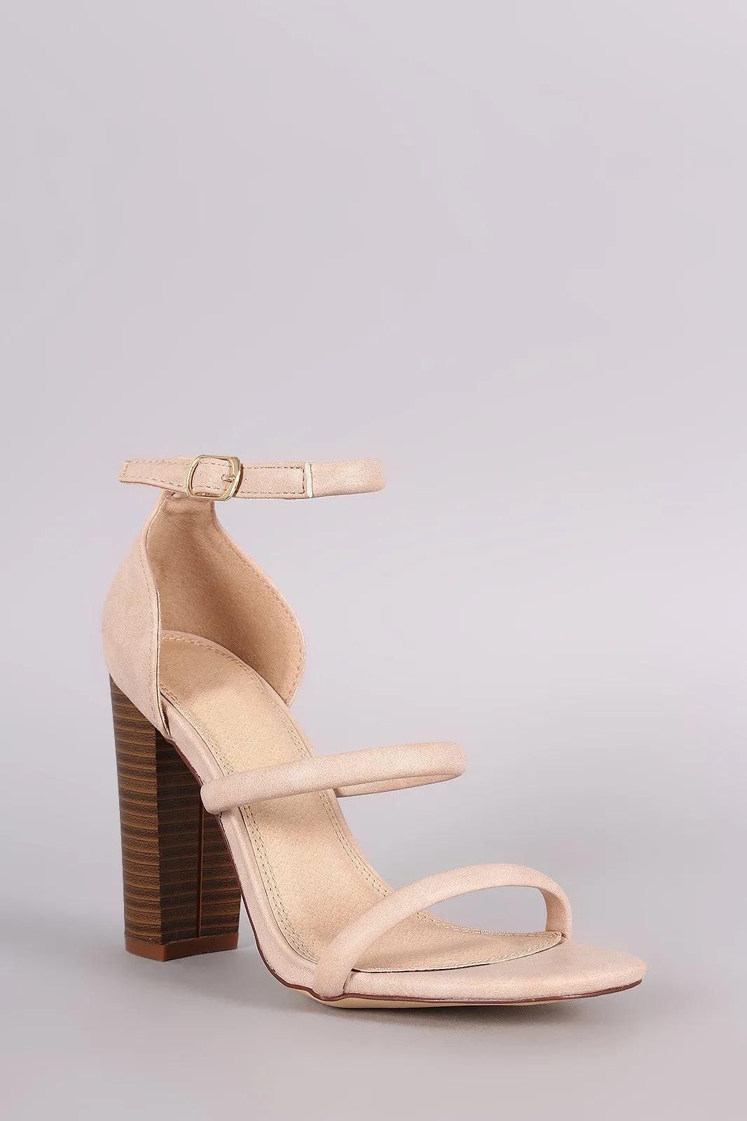 Liliana Triple Straps Open Toe Chunky Heel