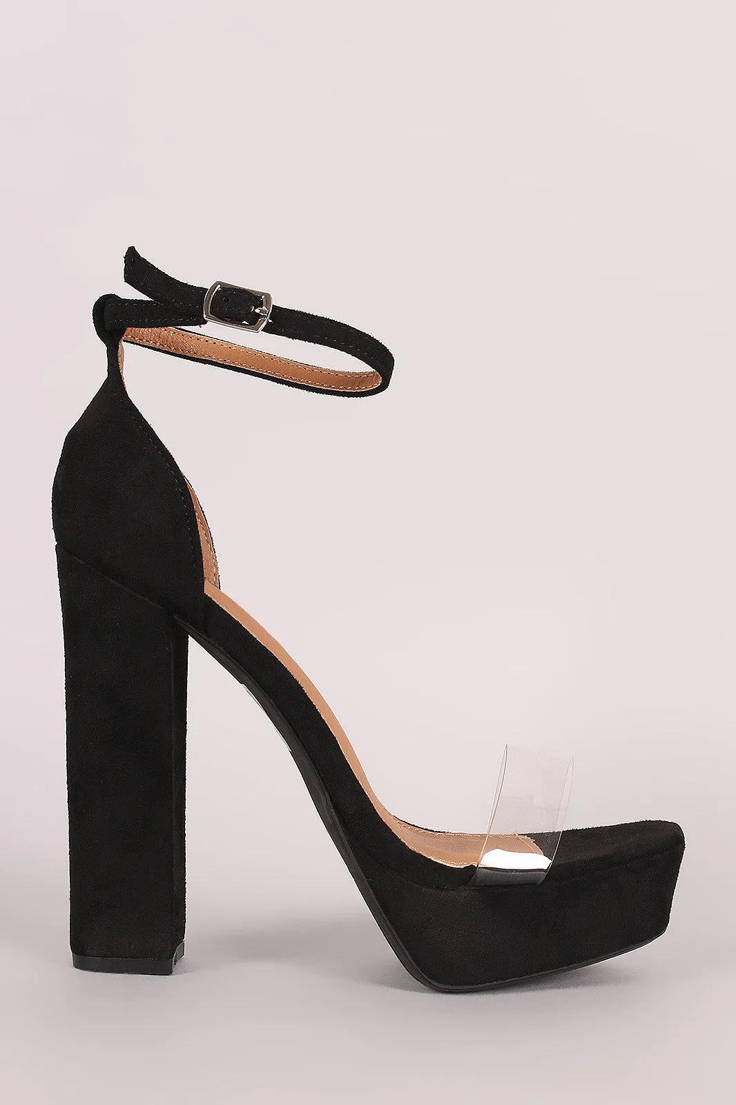 Lucite Band Open Toe Chunky Platform Heel