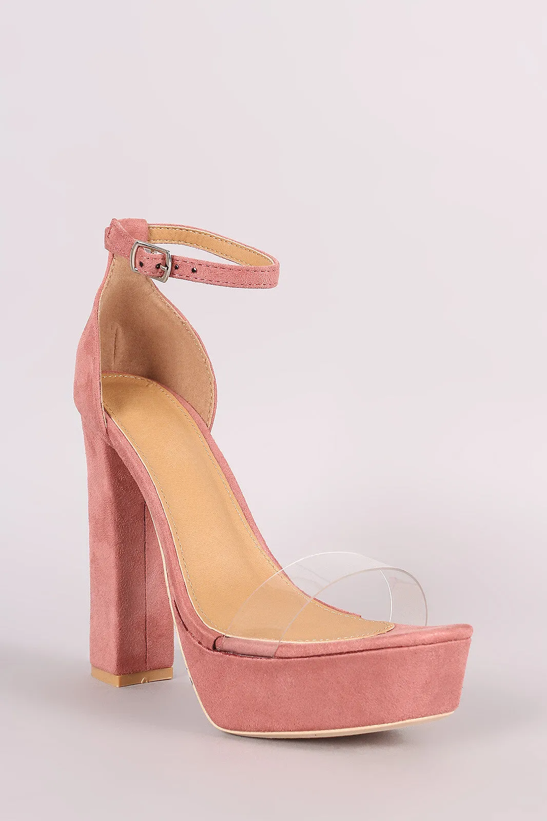 Lucite Band Open Toe Chunky Platform Heel