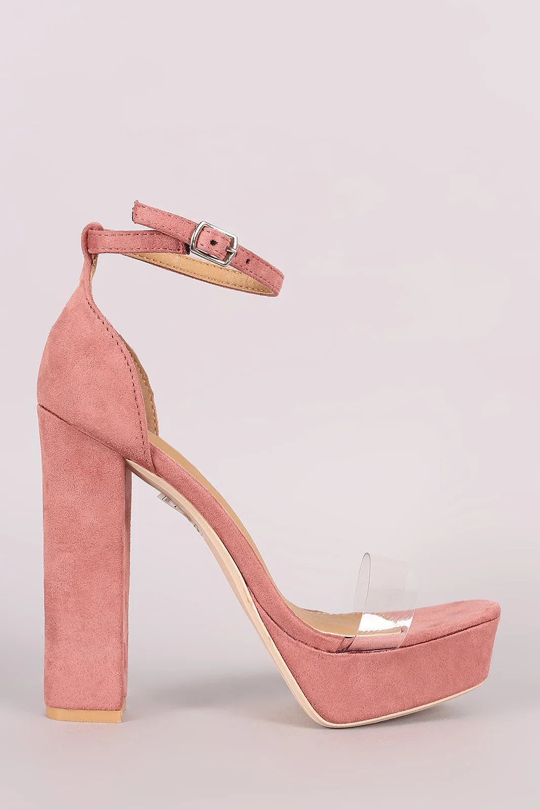 Lucite Band Open Toe Chunky Platform Heel