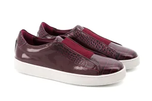 Miguel Croc Embossed Sneakers - Burgundy