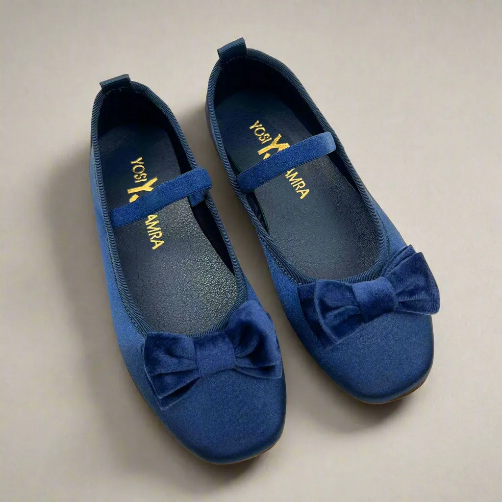 Miss Emory Flat in Navy Satin - Kids