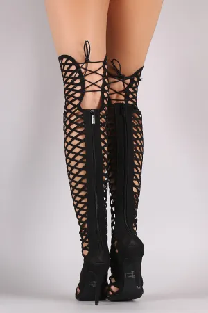 Nikae -  Caged Lace-Up Gladiator Stiletto Heel