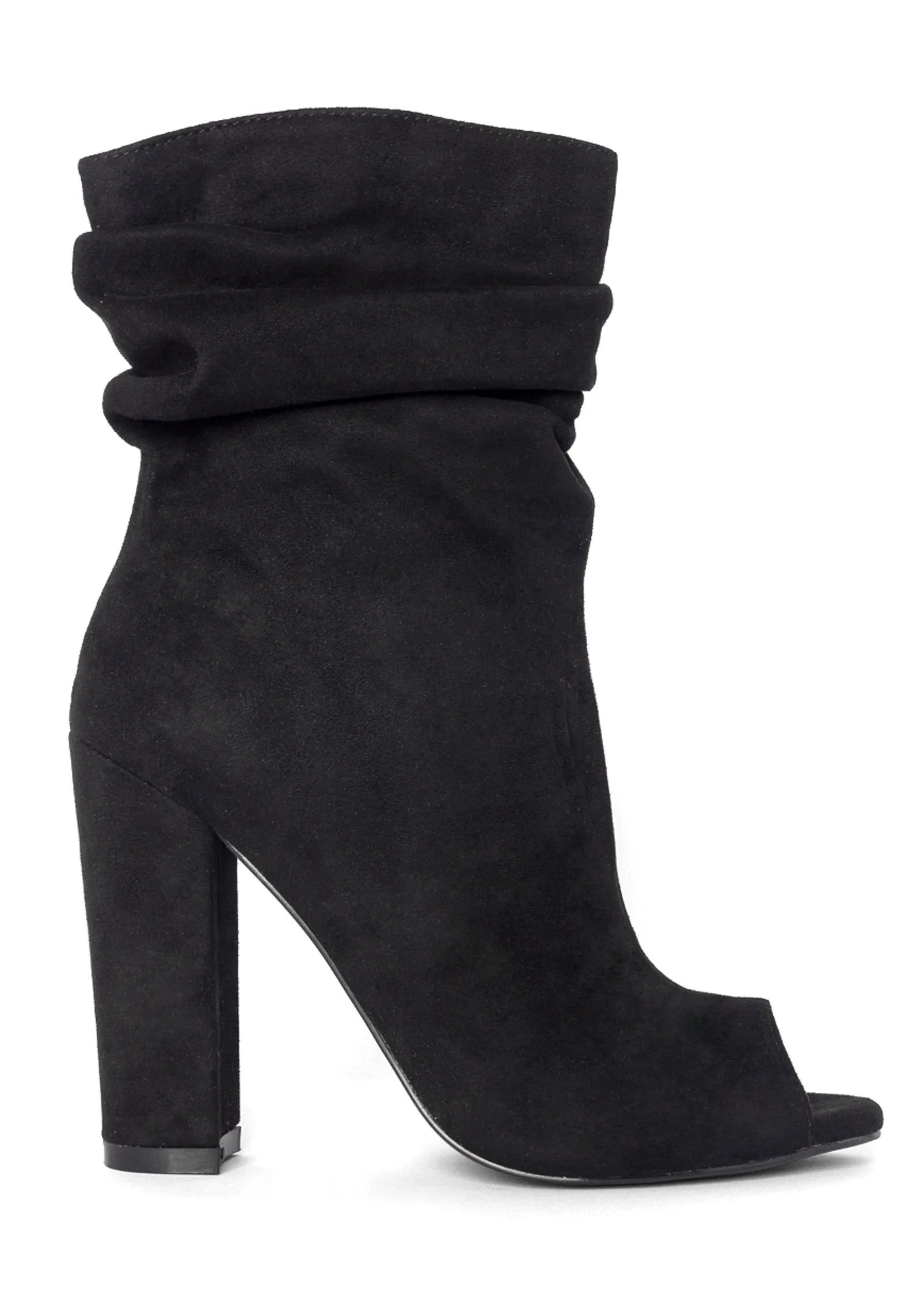 Peep Toe Booties - Black