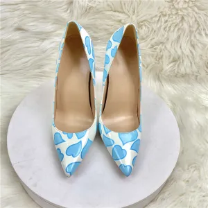 Printed Heart Patent Stiletto Heels