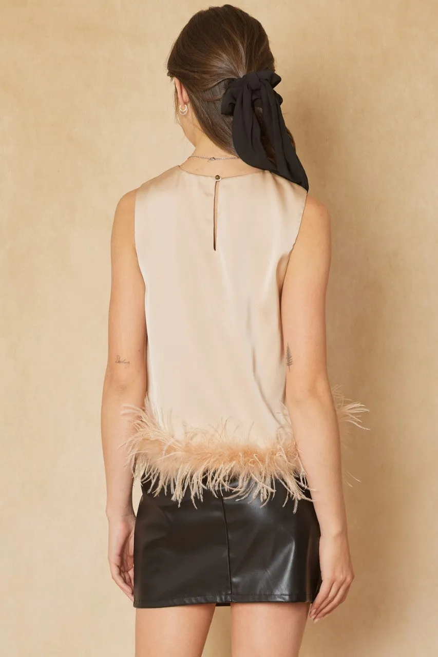 SATIN FEATHERED CHAMPAGNE TANK