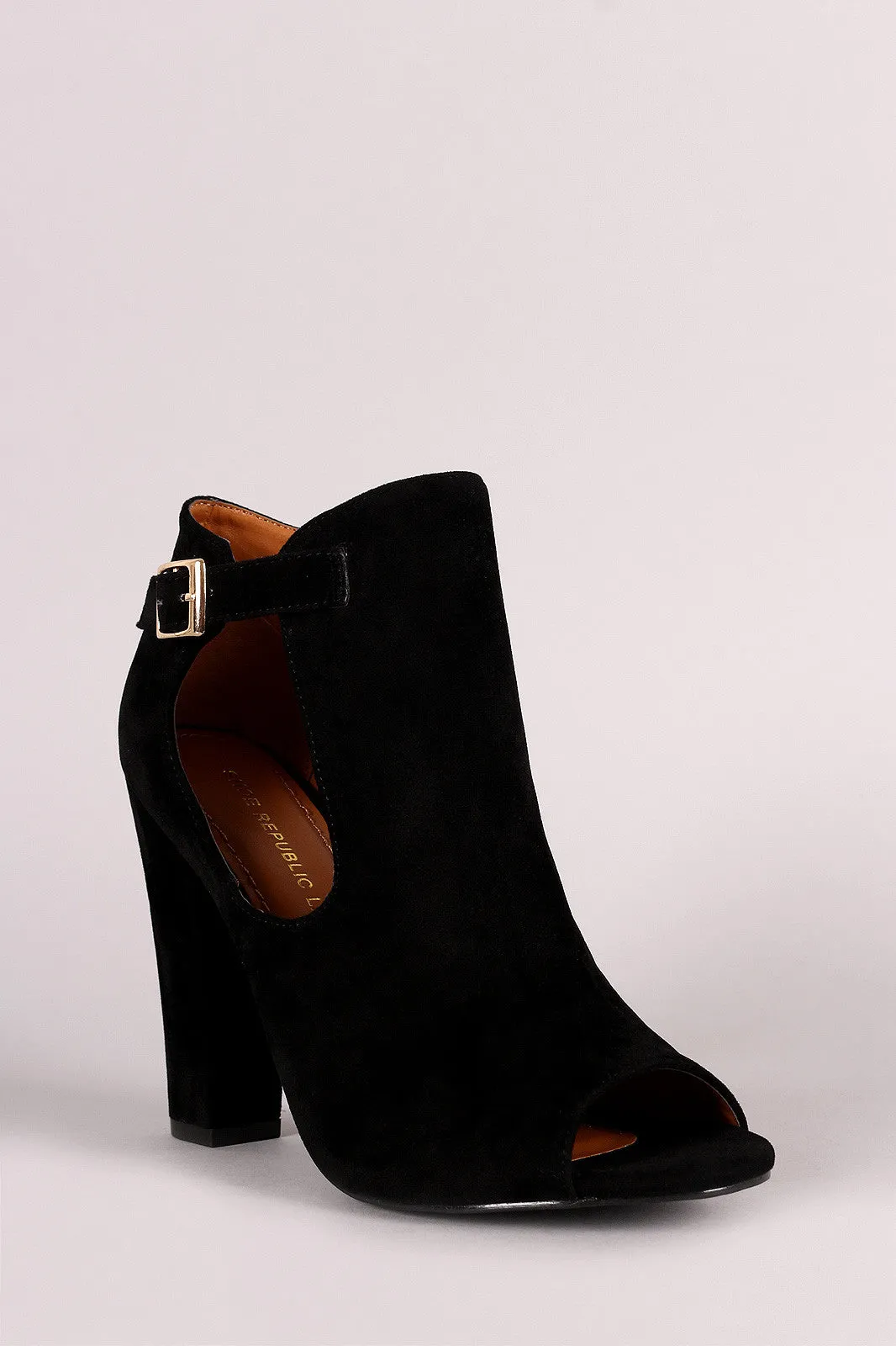 Shoe Republic LA Side Cutout Buckle Booties