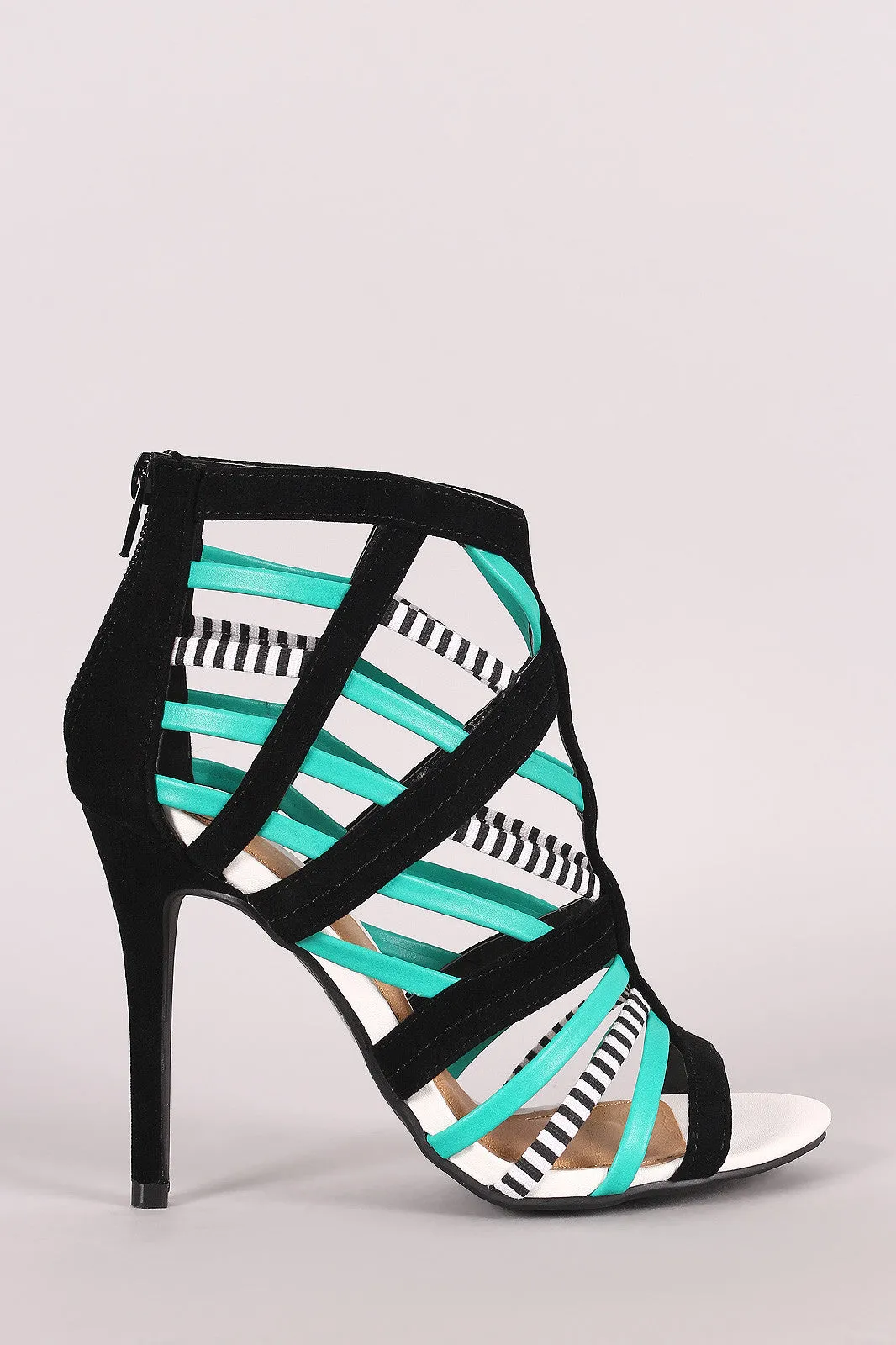 Shoe Republic LA Strappy Caged Open Toe Stiletto Heel