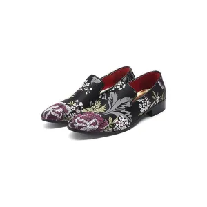 SilkLuxe Exotic Floral Print Slip-On Dress Shoes