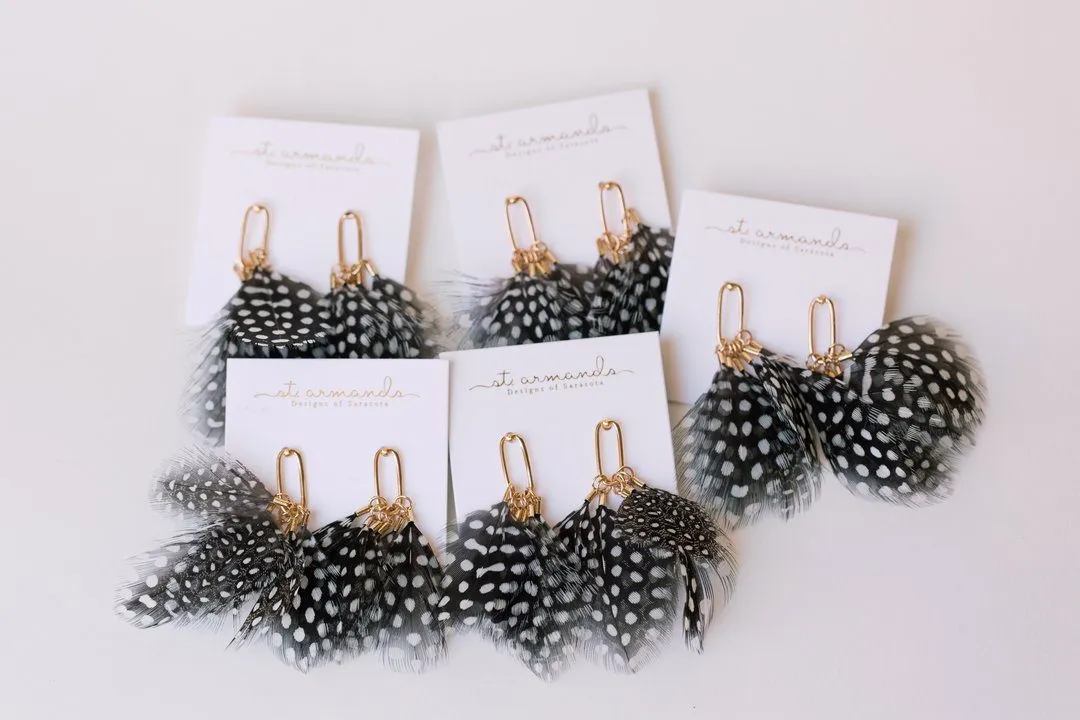 Spotted Feather Tassel Earrings