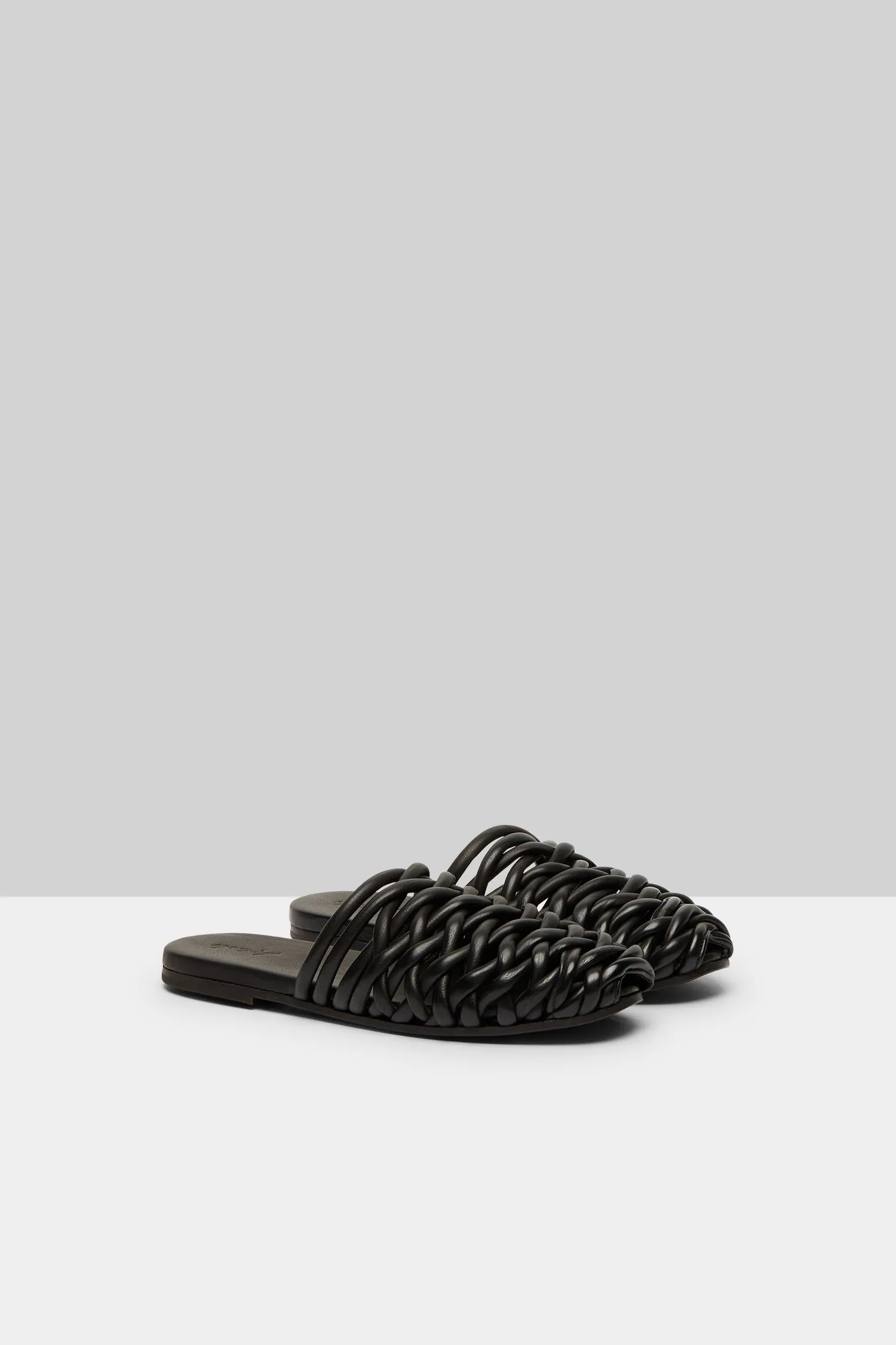 Steccoblocco Leather Mule Sandal in Nero