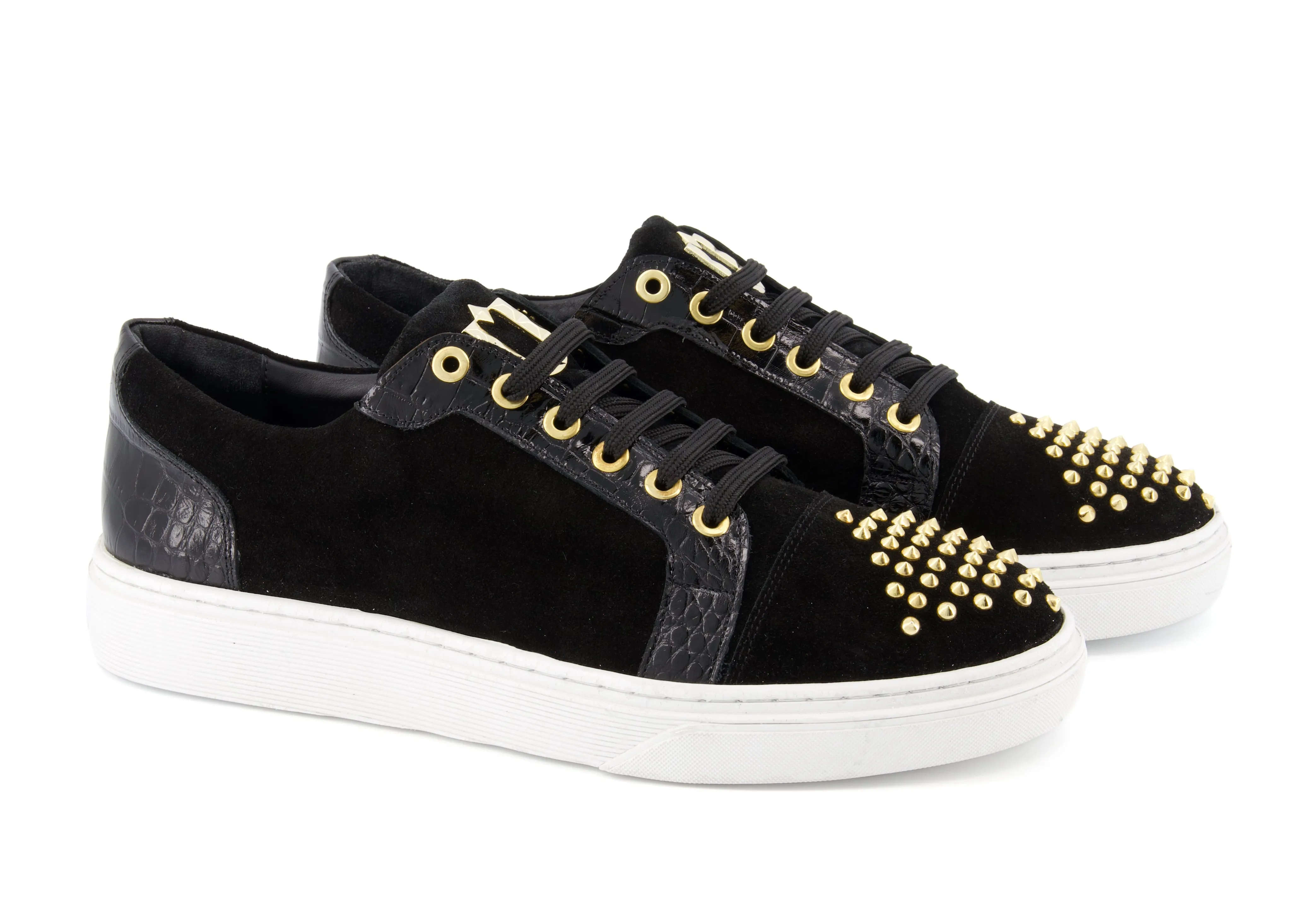 Suede Stud Sneakers - Black